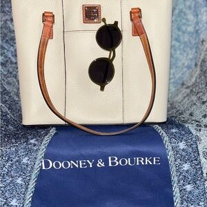 Dooney & Bourke Small Lexington Shopper Ivory and Brown Leather Tote